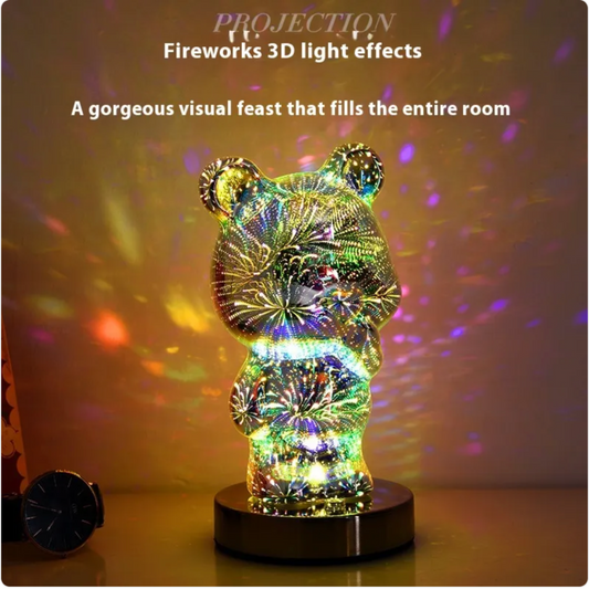 3D Fireworks Glass USB Bedside Lamp - Multicolor Dream Atmosphere Light