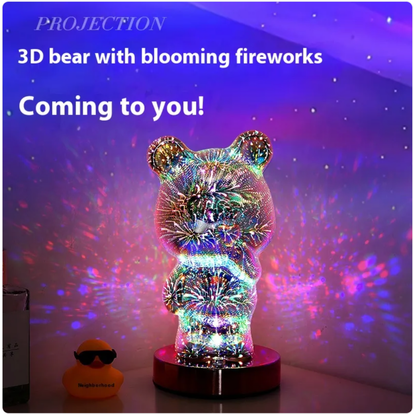3D Fireworks Glass USB Bedside Lamp - Multicolor Dream Atmosphere Light