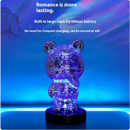 3D Fireworks Glass USB Bedside Lamp - Multicolor Dream Atmosphere Light